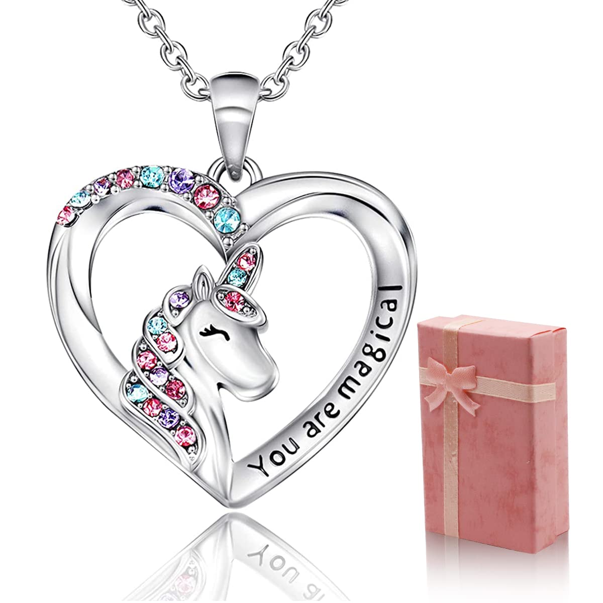 SANNIDHI Unicorn Pendant Chain for Girls Kids Stylish Long Lasting Alloy Plating Heart Necklace for Girls Fashion Neck Locket Chain Pendent for Girls Latest Pendent for Girls Gifting - 1 SANNIDHI Unicorn Pendant Chain for Girls Kids Stylish Long Lasting Alloy Plating Heart Necklace for Girls Fashion Neck Locket Chain Pendent for Girls Latest Pendent for Girls Gifting - 1